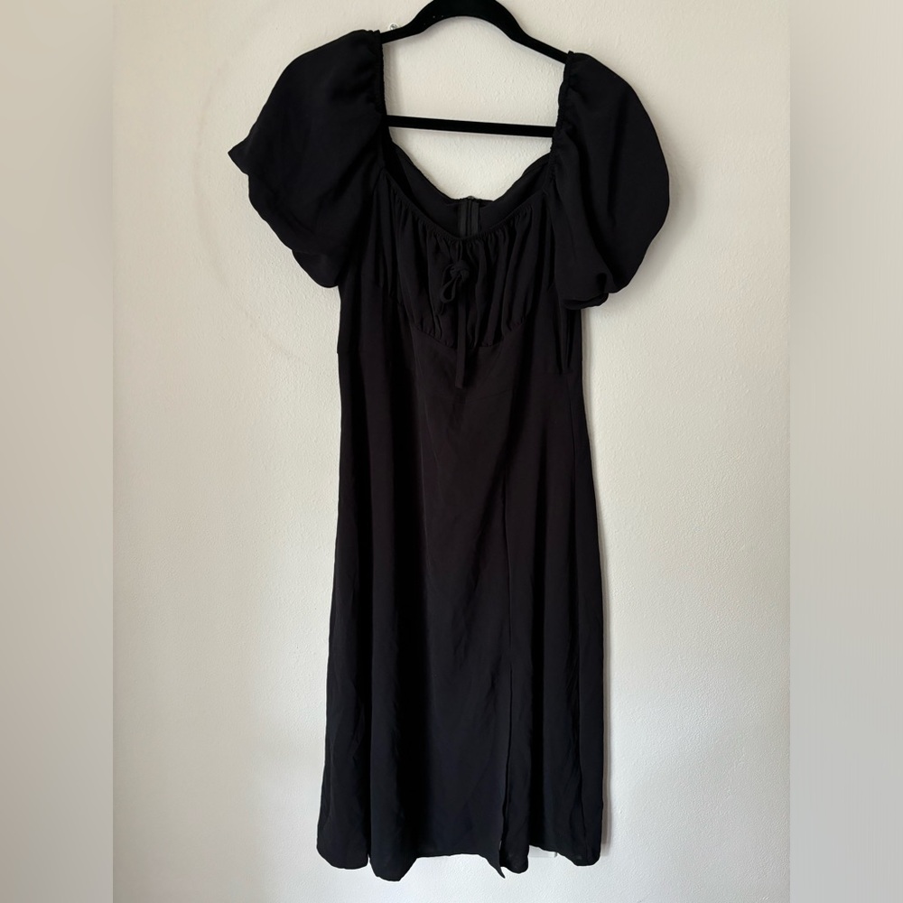 Shein Black Puff Sleeve Midi Dress Size L